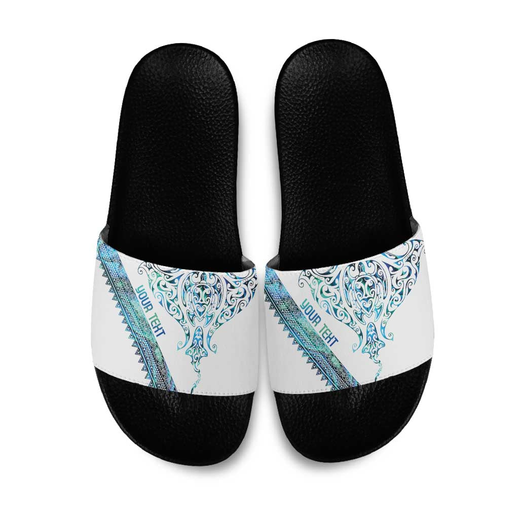 Kahui Whetu Paua shell Kowhaiwhai Taniko Personalised Slide Sandals Manta Ray Shark-Turtle Maori Tribal Style LT9 Blue - Polynesian Pride