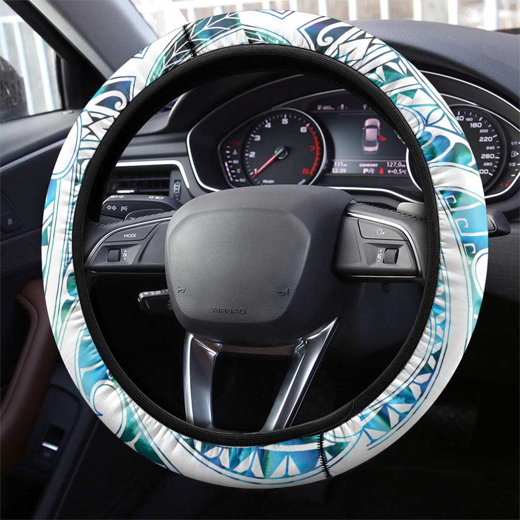 Kahui Whetu Paua shell Kowhaiwhai Taniko Steering Wheel Cover Manta Ray Shark-Turtle Maori Tribal Style LT9 - Polynesian Pride