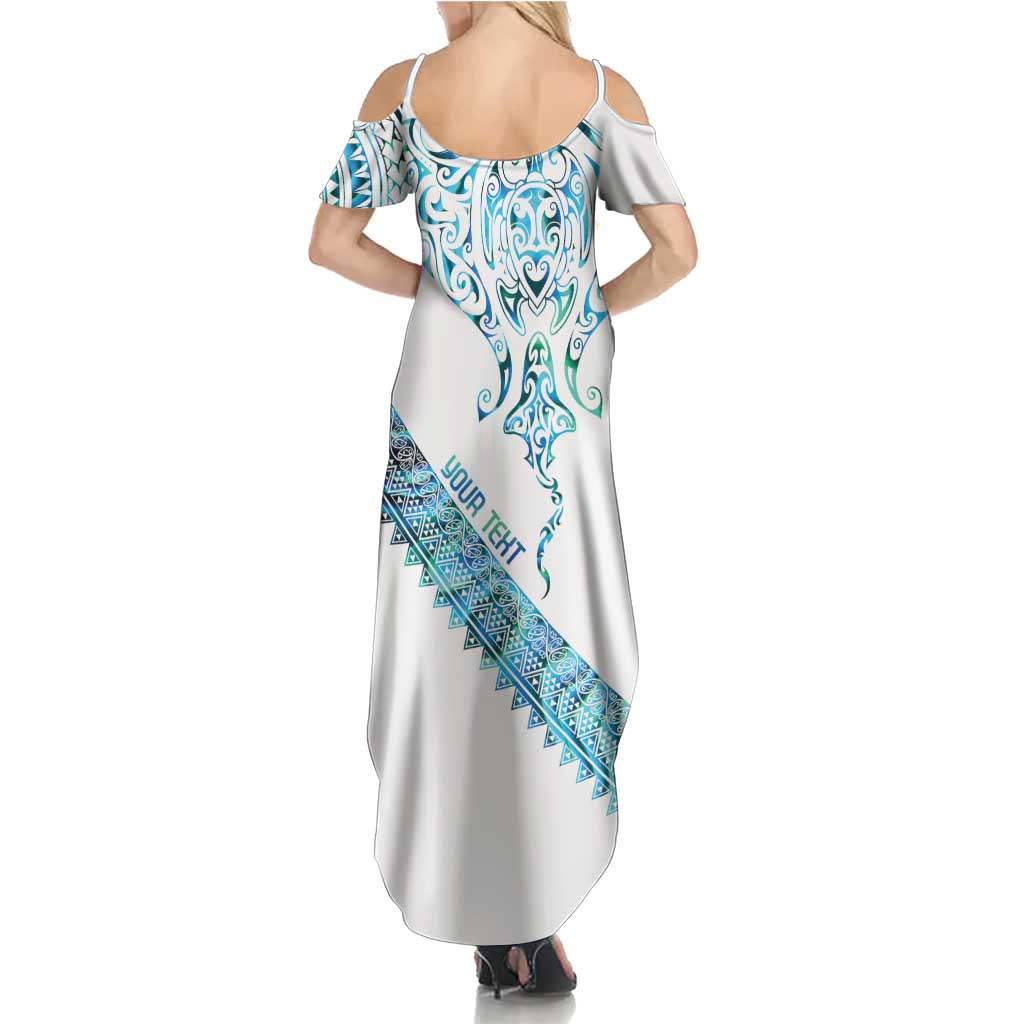 Kahui Whetu Paua shell Kowhaiwhai Taniko Personalised Summer Maxi Dress Manta Ray Shark-Turtle Maori Tribal Style LT9 - Polynesian Pride