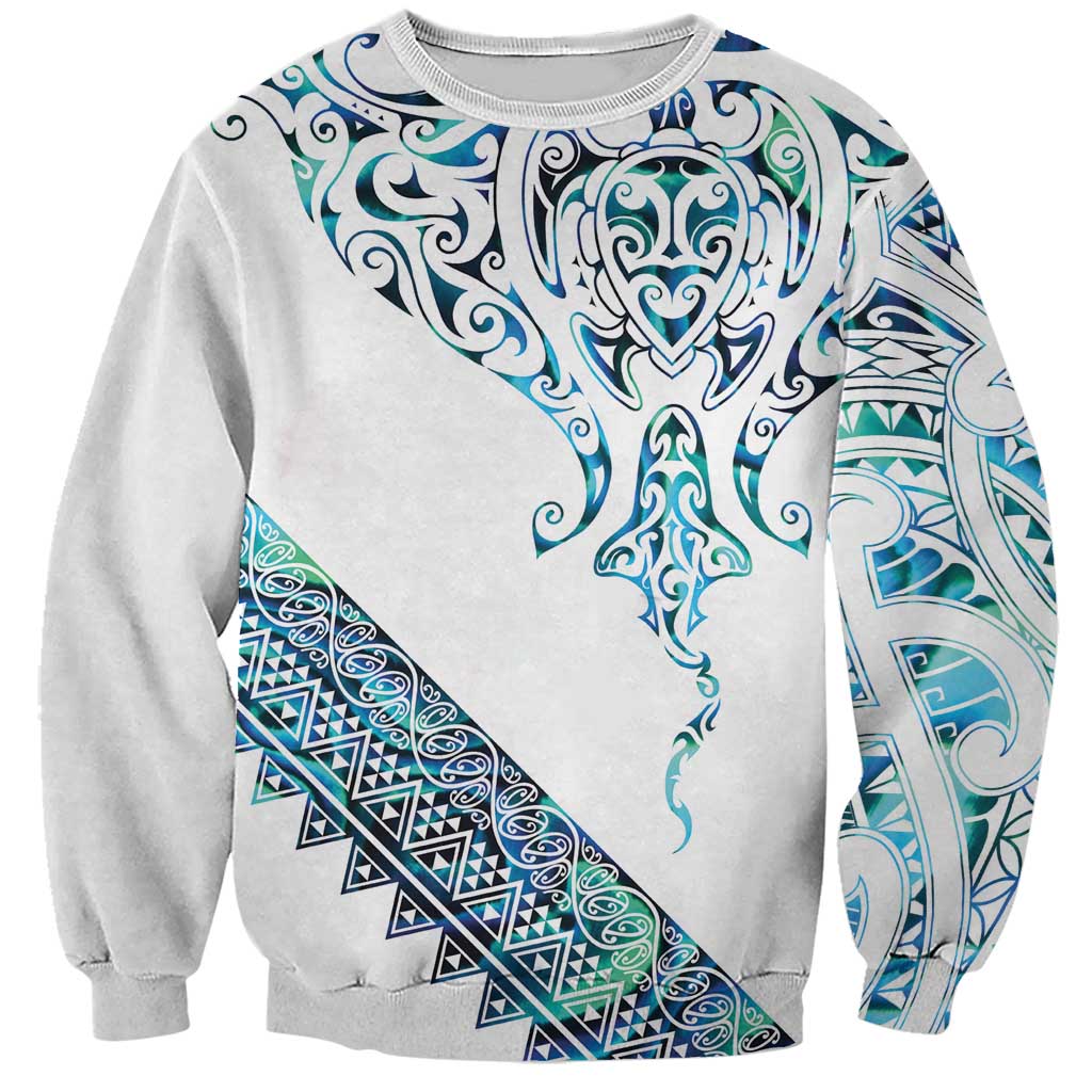 Kahui Whetu Paua shell Kowhaiwhai Taniko Personalised Sweatshirt Manta Ray Shark-Turtle Maori Tribal Style