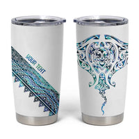 Kahui Whetu Paua shell Kowhaiwhai Taniko Personalised Tumbler Cup Manta Ray Shark-Turtle Maori Tribal Style LT9 Blue - Polynesian Pride