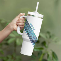 Kahui Whetu Paua shell Kowhaiwhai Taniko Personalised Tumbler With Handle Manta Ray Shark-Turtle Maori Tribal Style LT9 - Polynesian Pride