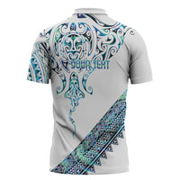 Kahui Whetu Paua shell Kowhaiwhai Taniko Personalised Zipper Polo Shirt Manta Ray Shark-Turtle Maori Tribal Style LT9 - Polynesian Pride