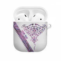 Mawhero Paua shell Kowhaiwhai Taniko Personalised AirPods Case Manta Ray Shark-Turtle Maori Tribal Style LT9 Pink - Polynesian Pride