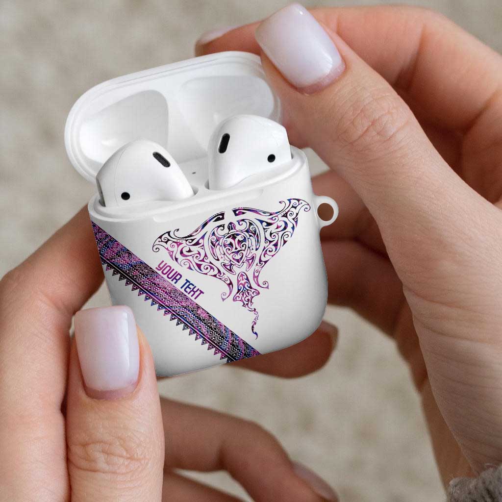 Mawhero Paua shell Kowhaiwhai Taniko Personalised AirPods Case Manta Ray Shark-Turtle Maori Tribal Style LT9 - Polynesian Pride