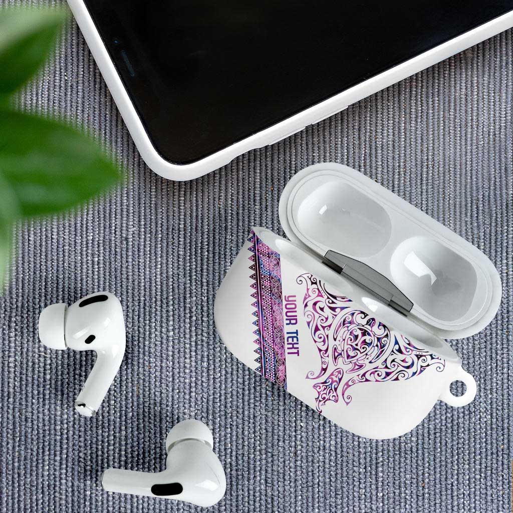 Mawhero Paua shell Kowhaiwhai Taniko Personalised AirPods Case Manta Ray Shark-Turtle Maori Tribal Style LT9 - Polynesian Pride