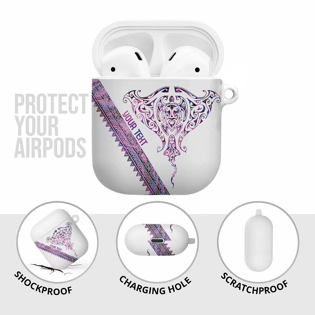 Mawhero Paua shell Kowhaiwhai Taniko Personalised AirPods Case Manta Ray Shark-Turtle Maori Tribal Style LT9 - Polynesian Pride