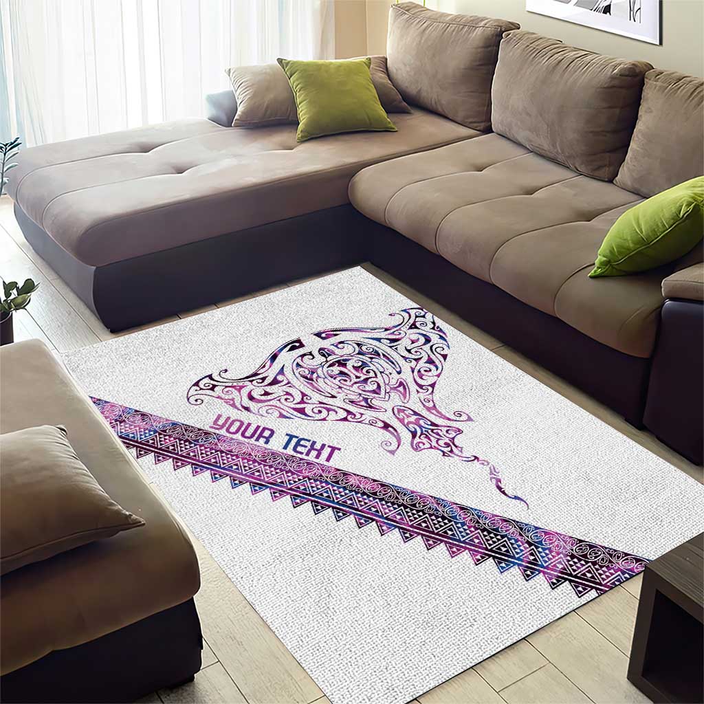 Mawhero Paua shell Kowhaiwhai Taniko Personalised Area Rug Manta Ray Shark-Turtle Maori Tribal Style LT9 - Polynesian Pride