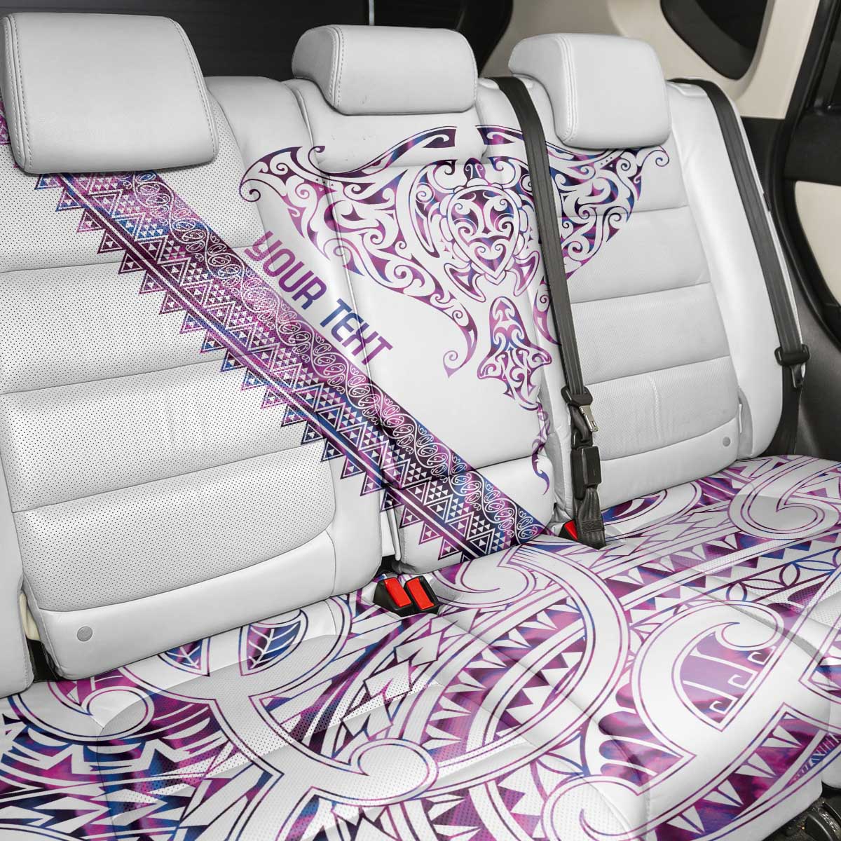 Mawhero Paua shell Kowhaiwhai Taniko Personalised Back Car Seat Cover Manta Ray Shark-Turtle Maori Tribal Style LT9 - Polynesian Pride