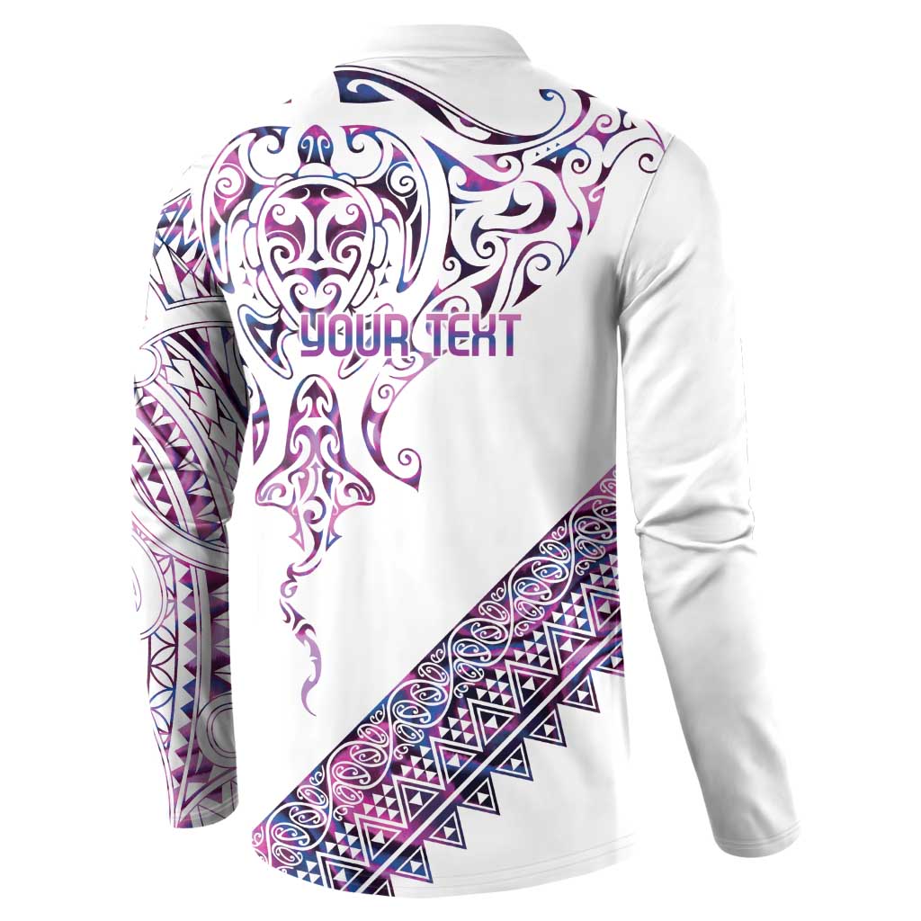 Mawhero Paua shell Kowhaiwhai Taniko Personalised Button Sweatshirt Manta Ray Shark-Turtle Maori Tribal Style