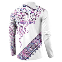 Mawhero Paua shell Kowhaiwhai Taniko Personalised Button Sweatshirt Manta Ray Shark-Turtle Maori Tribal Style