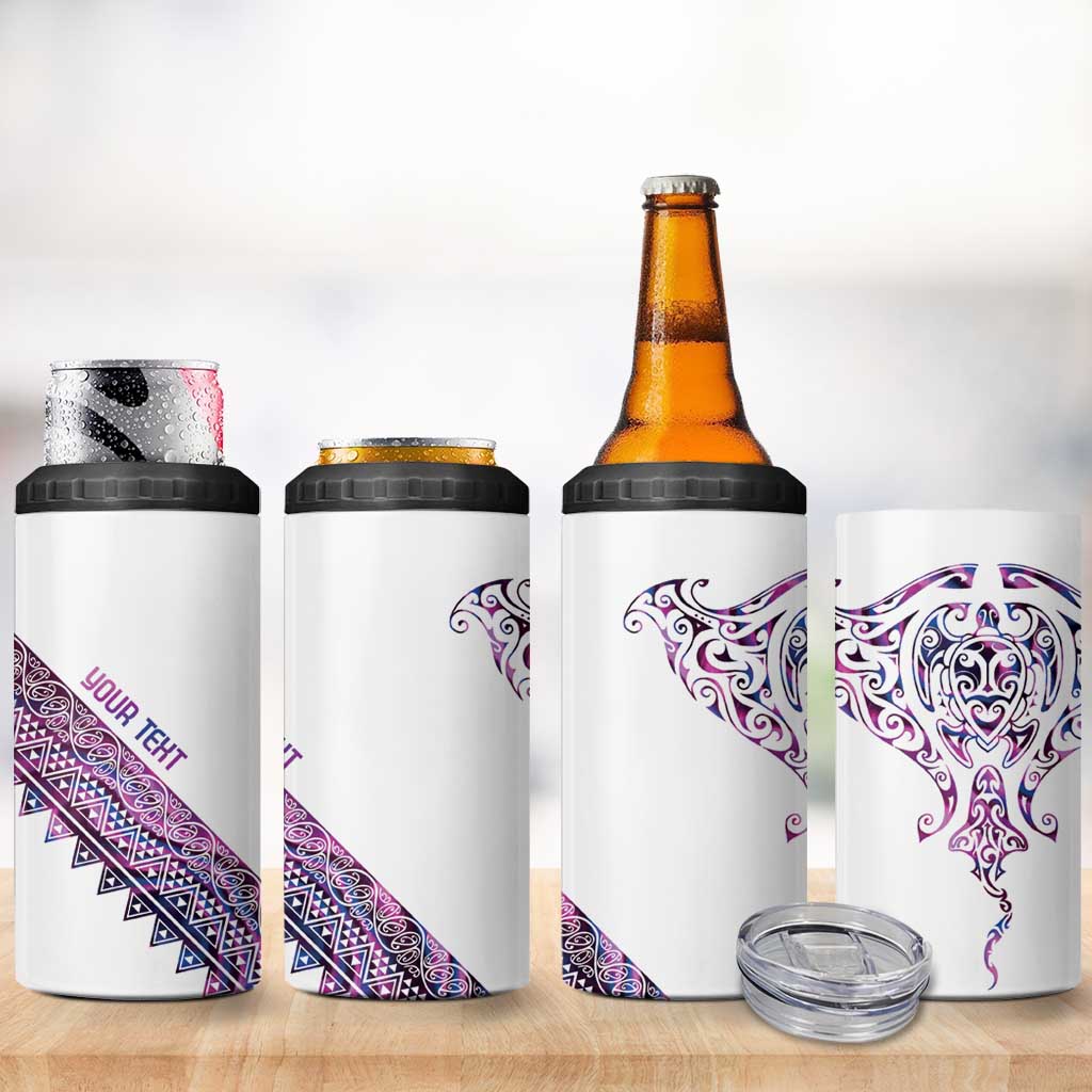 Mawhero Paua shell Kowhaiwhai Taniko Personalised 4 in 1 Can Cooler Tumbler Manta Ray Shark-Turtle Maori Tribal Style LT9 - Polynesian Pride