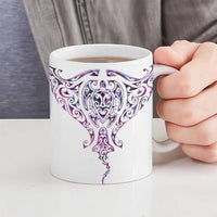 Mawhero Paua shell Kowhaiwhai Taniko Personalised Ceramic Mug Manta Ray Shark-Turtle Maori Tribal Style
