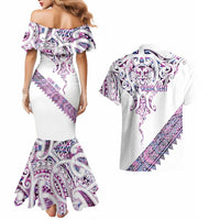 Mawhero Paua shell Kowhaiwhai Taniko Personalised Couples Matching Mermaid Dress and Hawaiian Shirt Manta Ray Shark-Turtle Maori Tribal Style LT9 - Polynesian Pride