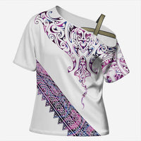 Mawhero Paua shell Kowhaiwhai Taniko Personalised Cross Shoulder Shirt Manta Ray Shark-Turtle Maori Tribal Style LT9 Female Pink - Polynesian Pride