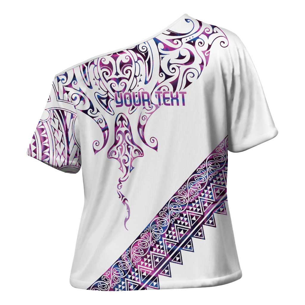 Mawhero Paua shell Kowhaiwhai Taniko Personalised Cross Shoulder Shirt Manta Ray Shark-Turtle Maori Tribal Style LT9 - Polynesian Pride