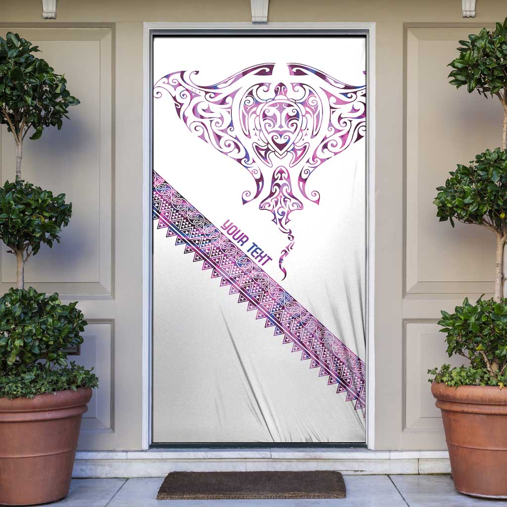 Mawhero Paua shell Kowhaiwhai Taniko Personalised Door Cover Manta Ray Shark-Turtle Maori Tribal Style LT9 Pink - Polynesian Pride