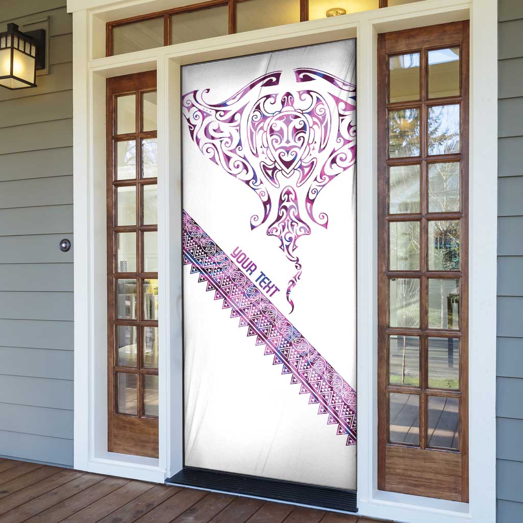 Mawhero Paua shell Kowhaiwhai Taniko Personalised Door Cover Manta Ray Shark-Turtle Maori Tribal Style LT9 - Polynesian Pride