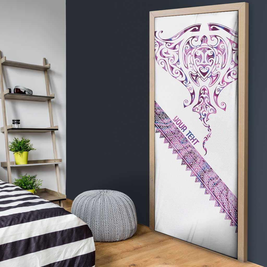 Mawhero Paua shell Kowhaiwhai Taniko Personalised Door Cover Manta Ray Shark-Turtle Maori Tribal Style LT9 - Polynesian Pride