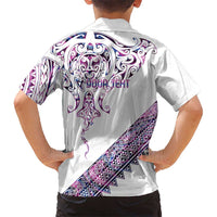 Mawhero Paua shell Kowhaiwhai Taniko Personalised Family Matching Off Shoulder Maxi Dress and Hawaiian Shirt Manta Ray Shark-Turtle Maori Tribal Style LT9 - Polynesian Pride
