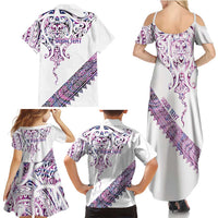 Mawhero Paua shell Kowhaiwhai Taniko Personalised Family Matching Summer Maxi Dress and Hawaiian Shirt Manta Ray Shark-Turtle Maori Tribal Style LT9 - Polynesian Pride