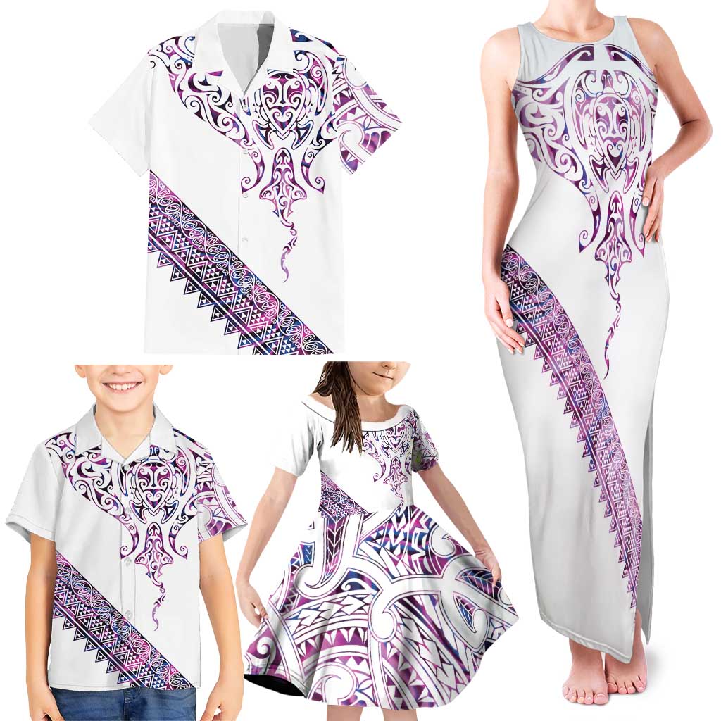 Mawhero Paua shell Kowhaiwhai Taniko Personalised Family Matching Tank Maxi Dress and Hawaiian Shirt Manta Ray Shark-Turtle Maori Tribal Style LT9 - Polynesian Pride