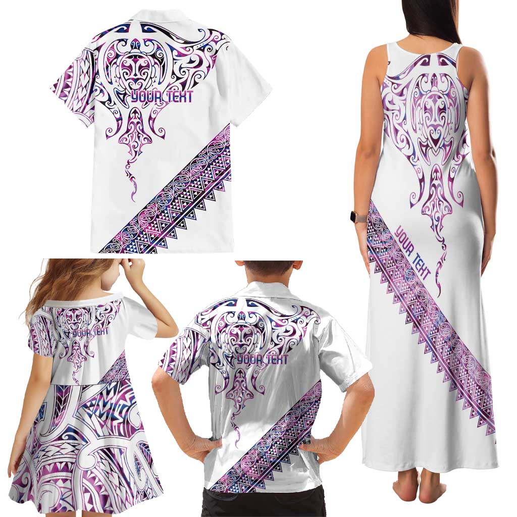 Mawhero Paua shell Kowhaiwhai Taniko Personalised Family Matching Tank Maxi Dress and Hawaiian Shirt Manta Ray Shark-Turtle Maori Tribal Style LT9 - Polynesian Pride