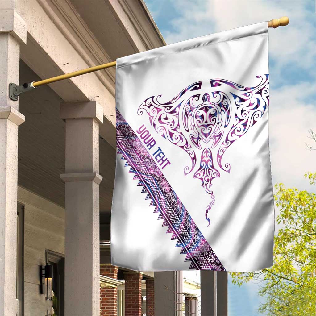 Mawhero Paua shell Kowhaiwhai Taniko Personalised Garden Flag Manta Ray Shark-Turtle Maori Tribal Style LT9 House Flag Pink - Polynesian Pride