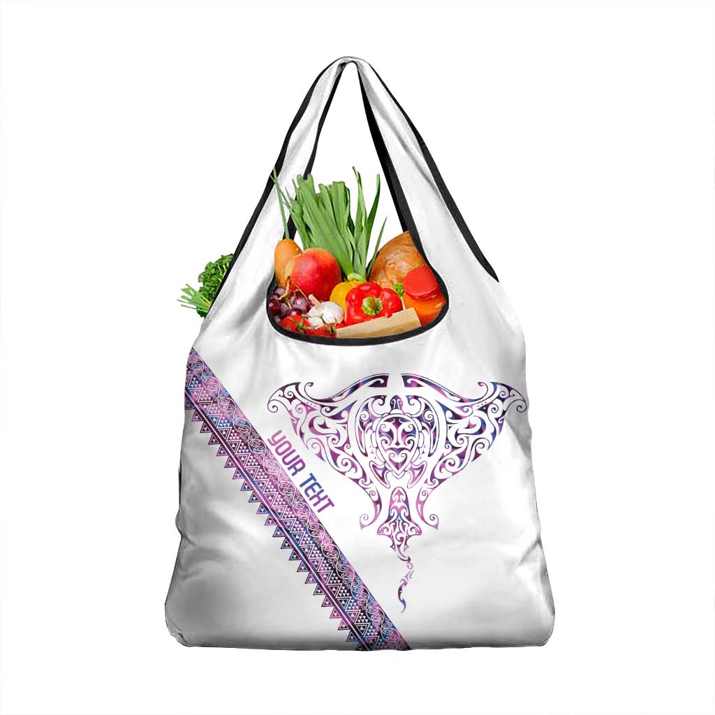 Mawhero Paua shell Kowhaiwhai Taniko Personalised Grocery Bag Manta Ray Shark-Turtle Maori Tribal Style LT9 1-pack One Size Pink - Polynesian Pride