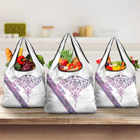 Mawhero Paua shell Kowhaiwhai Taniko Personalised Grocery Bag Manta Ray Shark-Turtle Maori Tribal Style LT9 3-pack One Size Pink - Polynesian Pride