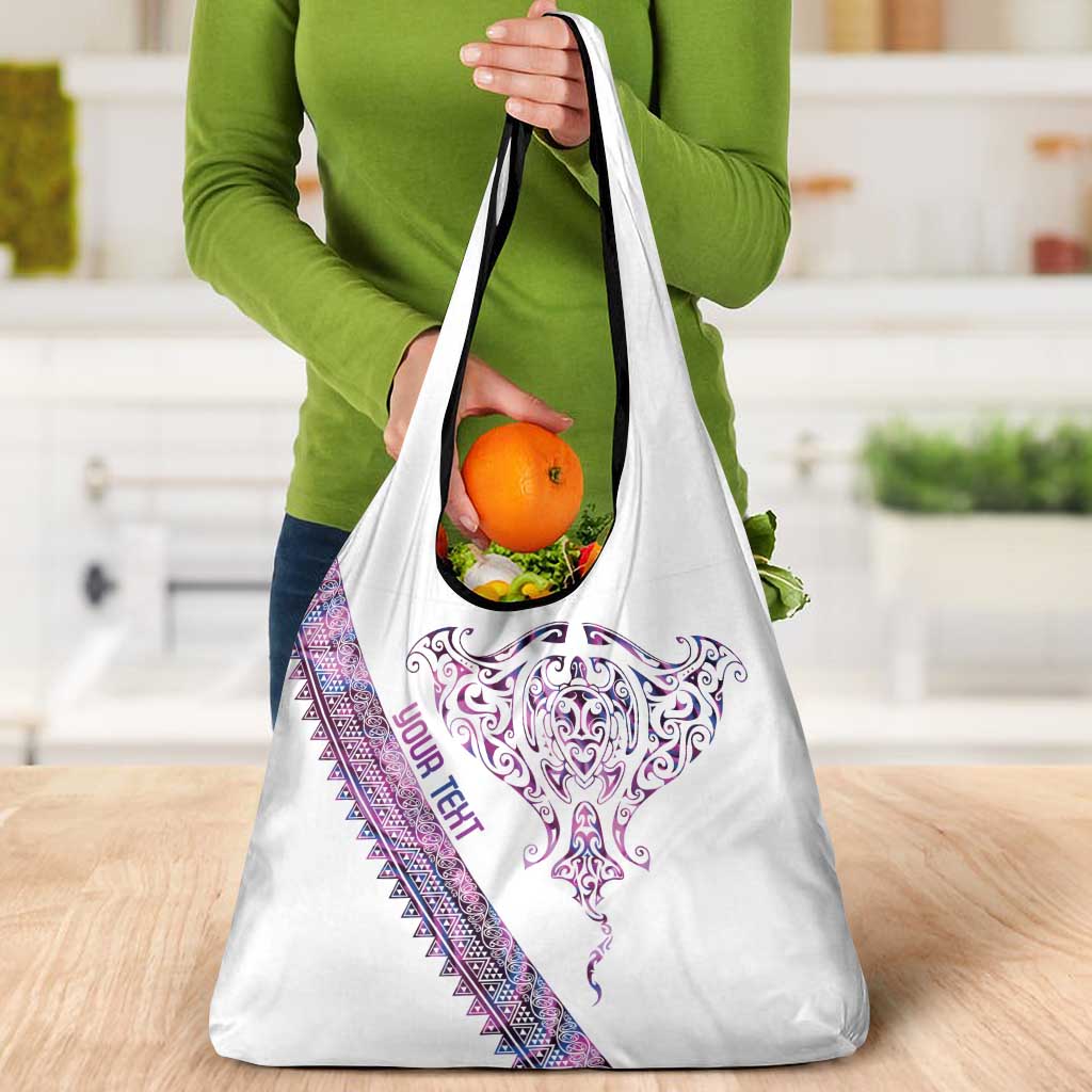 Mawhero Paua shell Kowhaiwhai Taniko Personalised Grocery Bag Manta Ray Shark-Turtle Maori Tribal Style LT9 - Polynesian Pride