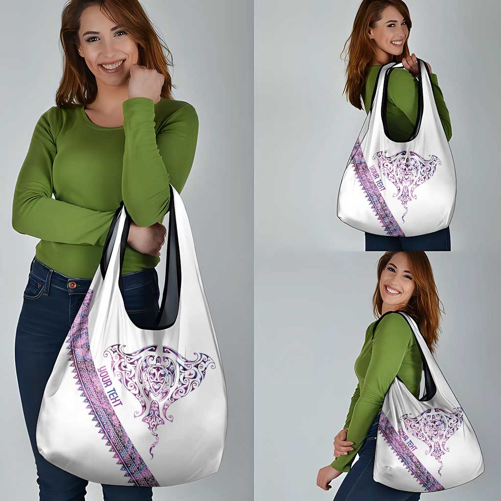 Mawhero Paua shell Kowhaiwhai Taniko Personalised Grocery Bag Manta Ray Shark-Turtle Maori Tribal Style LT9 - Polynesian Pride