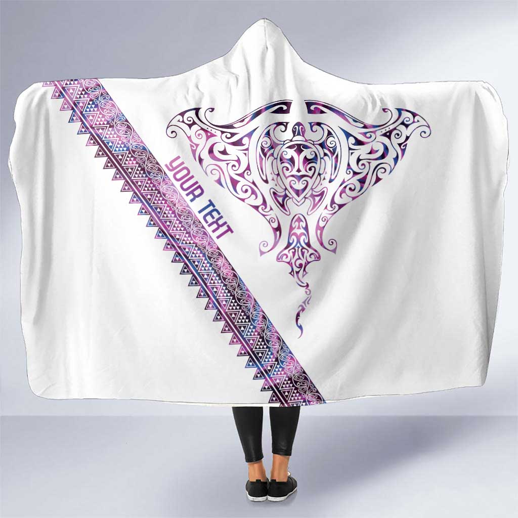 Mawhero Paua shell Kowhaiwhai Taniko Personalised Hooded Blanket Manta Ray Shark-Turtle Maori Tribal Style LT9 One Size Pink - Polynesian Pride
