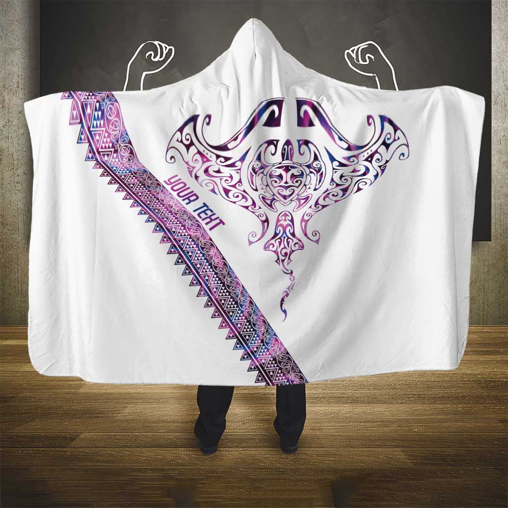 Mawhero Paua shell Kowhaiwhai Taniko Personalised Hooded Blanket Manta Ray Shark-Turtle Maori Tribal Style LT9 - Polynesian Pride