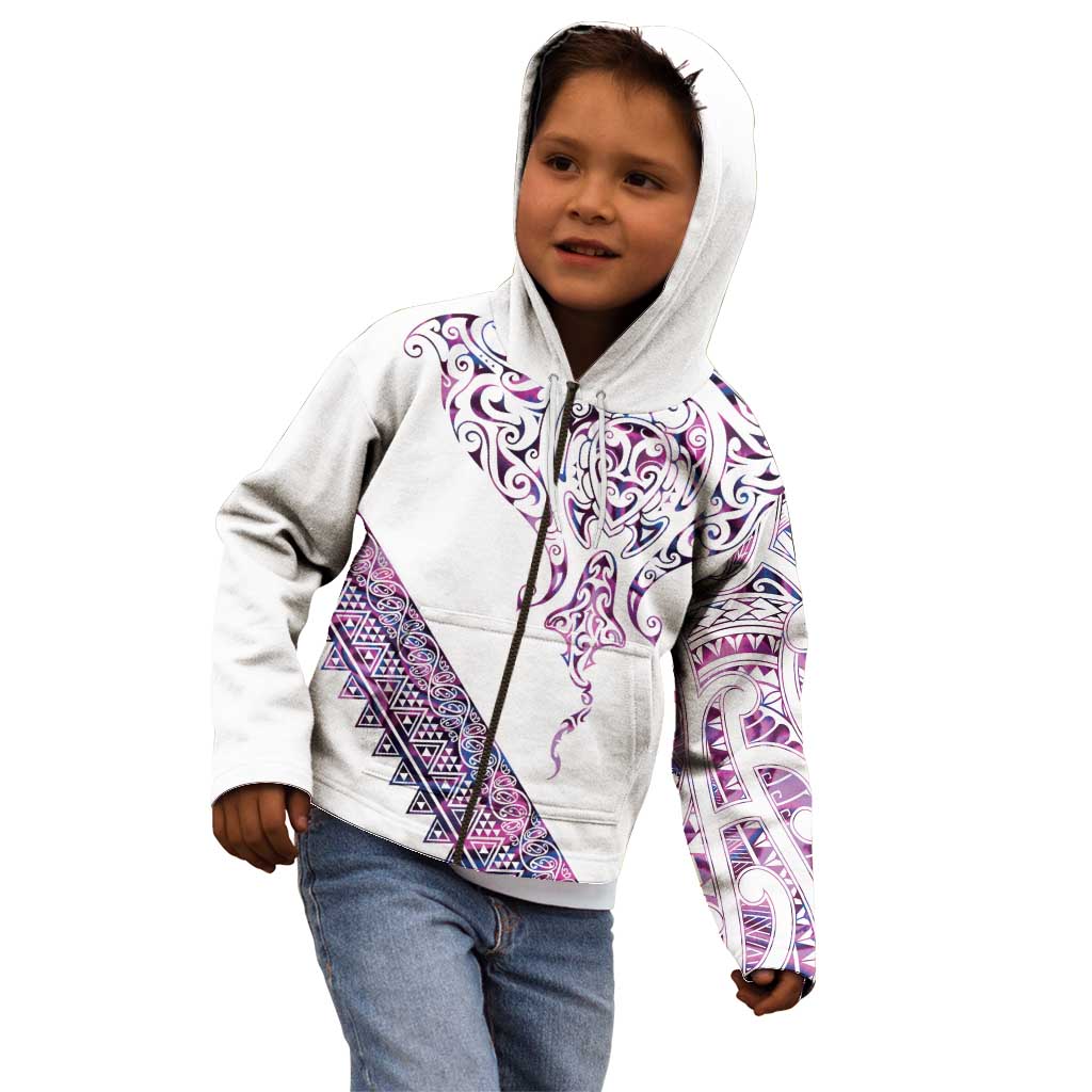 Mawhero Paua shell Kowhaiwhai Taniko Personalised Kid Hoodie Manta Ray Shark-Turtle Maori Tribal Style LT9 - Polynesian Pride