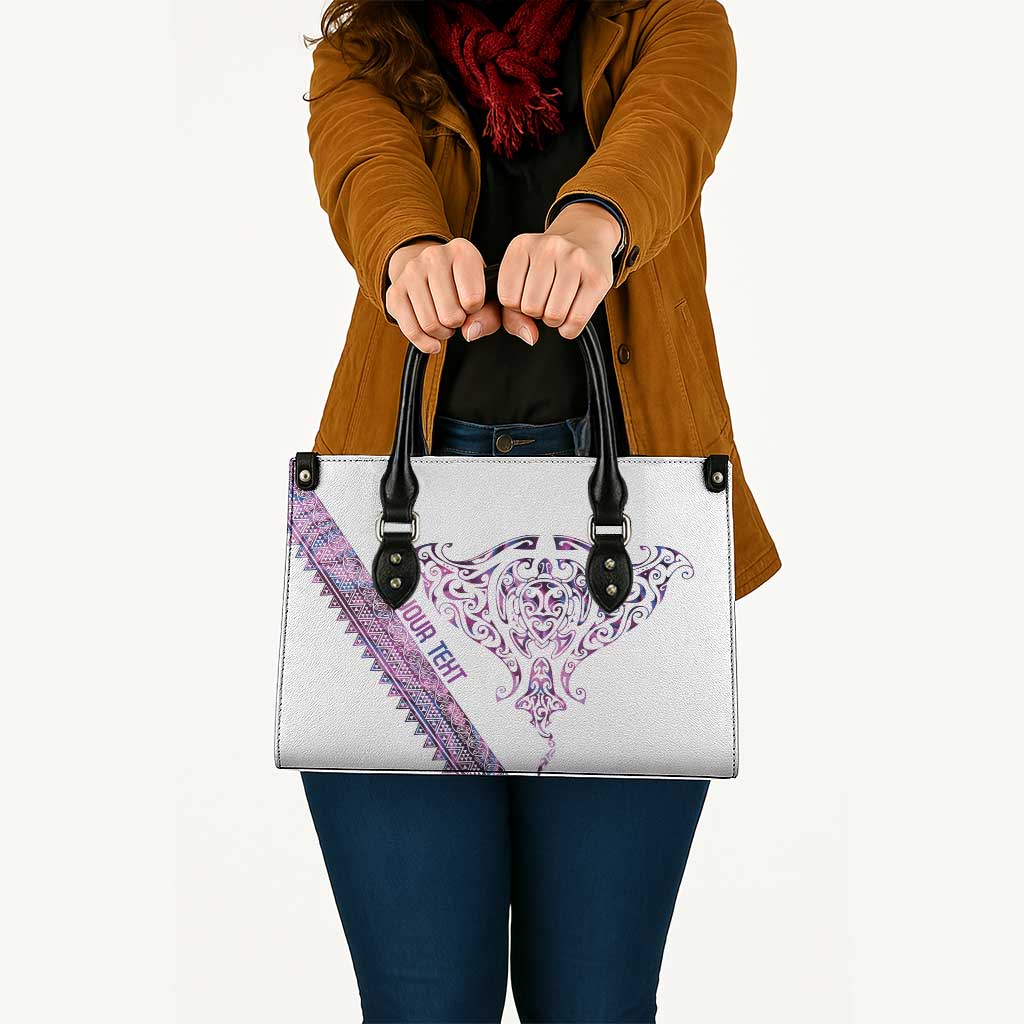 Mawhero Paua shell Kowhaiwhai Taniko Personalised Leather Bag Manta Ray Shark-Turtle Maori Tribal Style LT9 - Polynesian Pride