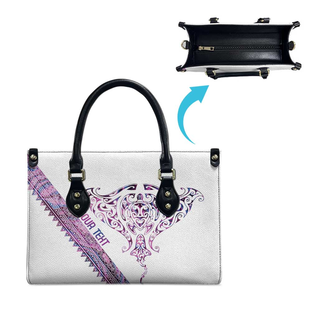 Mawhero Paua shell Kowhaiwhai Taniko Personalised Leather Bag Manta Ray Shark-Turtle Maori Tribal Style LT9 - Polynesian Pride