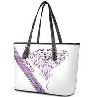 Mawhero Paua shell Kowhaiwhai Taniko Personalised Leather Tote Bag Manta Ray Shark-Turtle Maori Tribal Style LT9 - Polynesian Pride