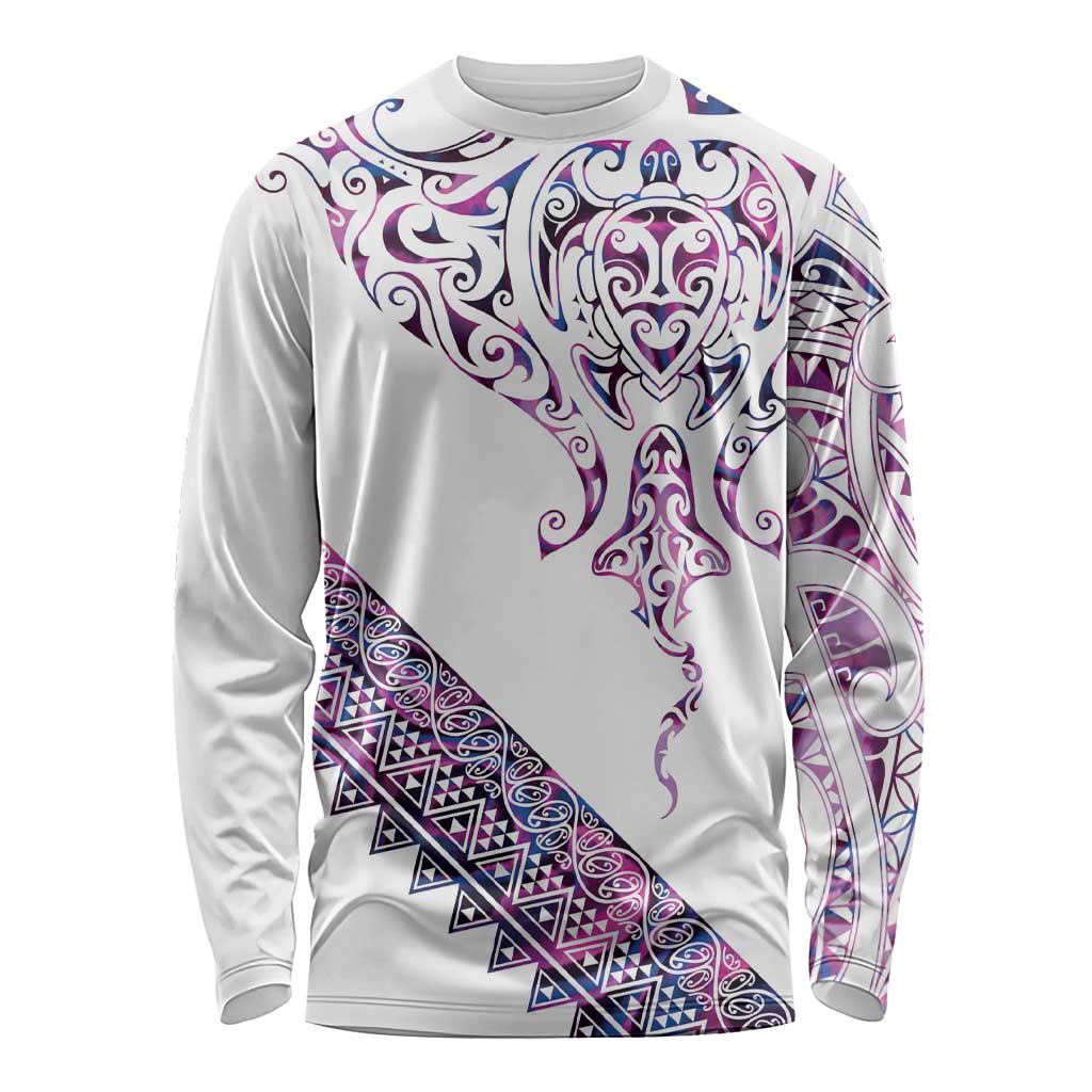 Mawhero Paua shell Kowhaiwhai Taniko Personalised Long Sleeve Shirt Manta Ray Shark-Turtle Maori Tribal Style LT9 Unisex Pink - Polynesian Pride