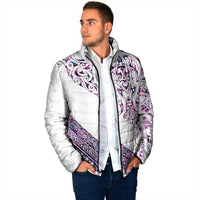 Mawhero Paua shell Kowhaiwhai Taniko Personalised Padded Jacket Manta Ray Shark-Turtle Maori Tribal Style