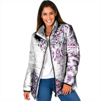 Mawhero Paua shell Kowhaiwhai Taniko Personalised Padded Jacket Manta Ray Shark-Turtle Maori Tribal Style