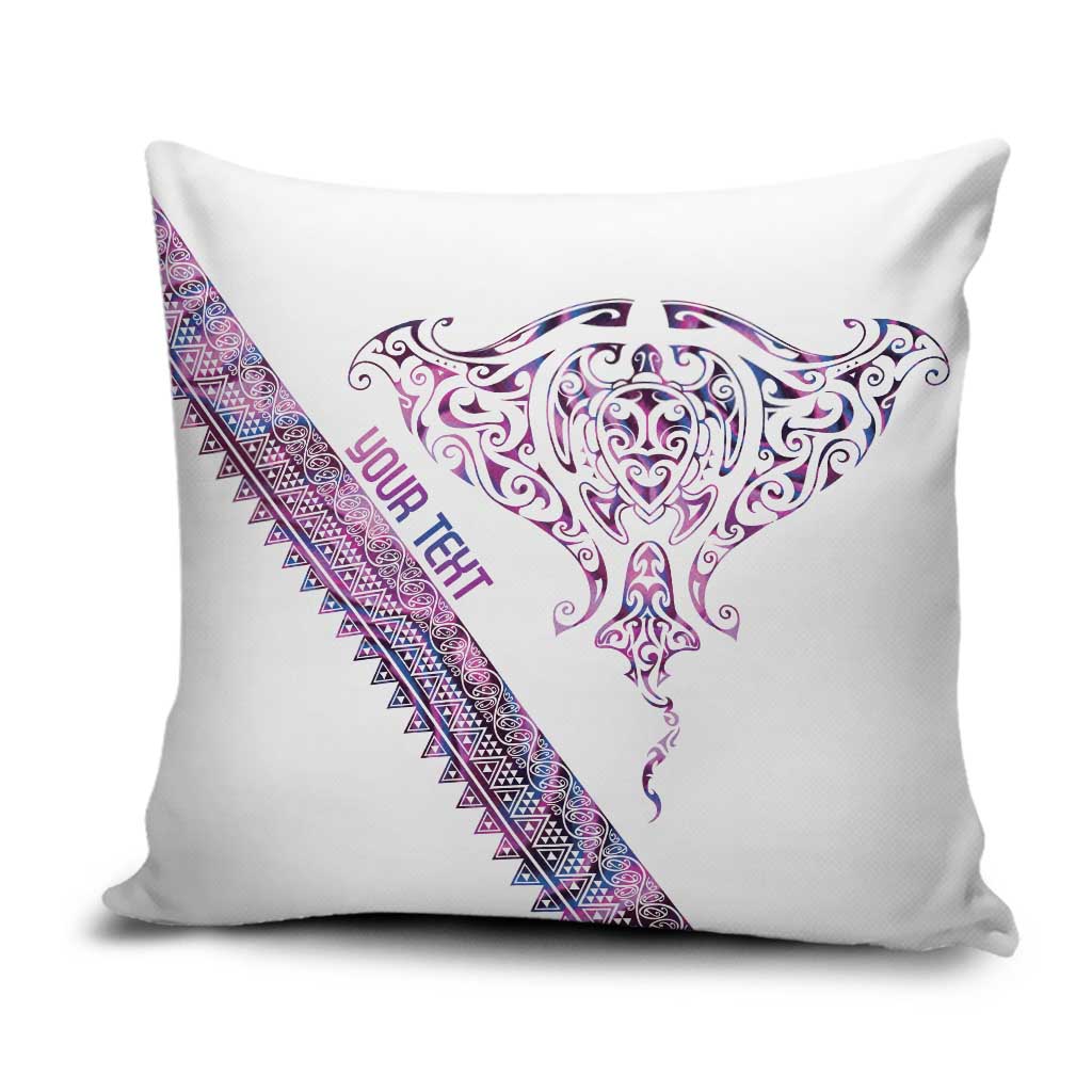 Mawhero Paua shell Kowhaiwhai Taniko Personalised Pillow Cover Manta Ray Shark-Turtle Maori Tribal Style LT9 Pink - Polynesian Pride