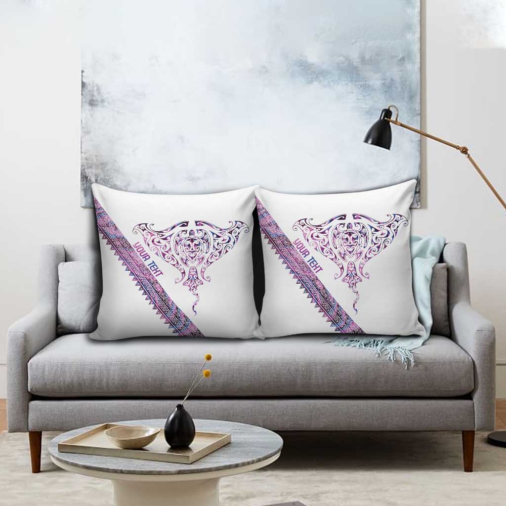 Mawhero Paua shell Kowhaiwhai Taniko Personalised Pillow Cover Manta Ray Shark-Turtle Maori Tribal Style LT9 - Polynesian Pride