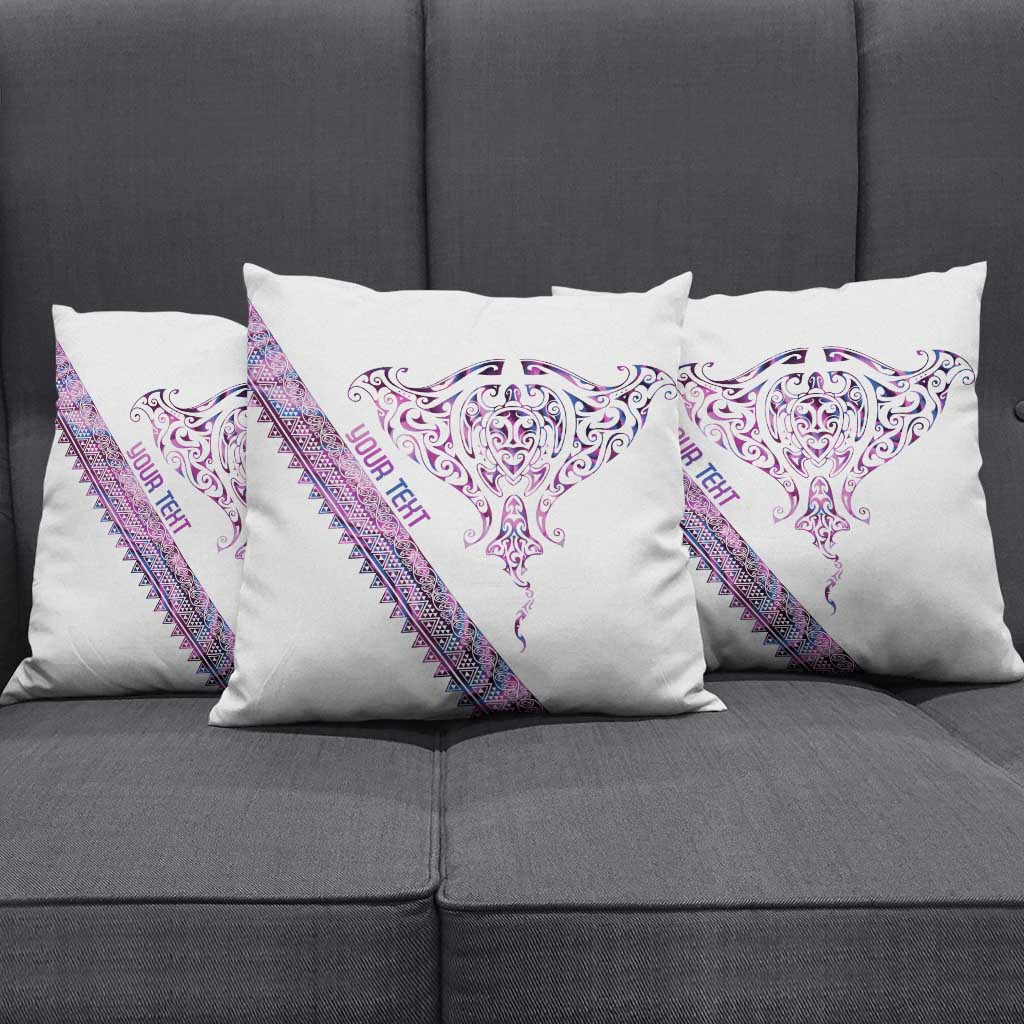 Mawhero Paua shell Kowhaiwhai Taniko Personalised Pillow Cover Manta Ray Shark-Turtle Maori Tribal Style LT9 - Polynesian Pride