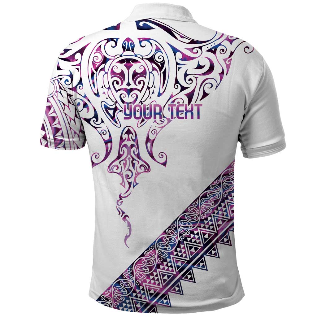 Mawhero Paua shell Kowhaiwhai Taniko Personalised Polo Shirt Manta Ray Shark-Turtle Maori Tribal Style LT9 - Polynesian Pride