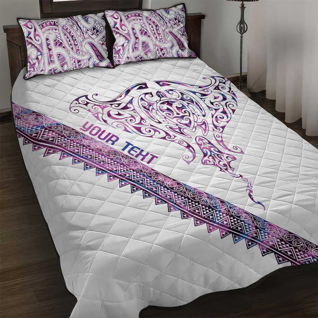 Mawhero Paua shell Kowhaiwhai Taniko Personalised Quilt Bed Set Manta Ray Shark-Turtle Maori Tribal Style LT9 Pink - Polynesian Pride