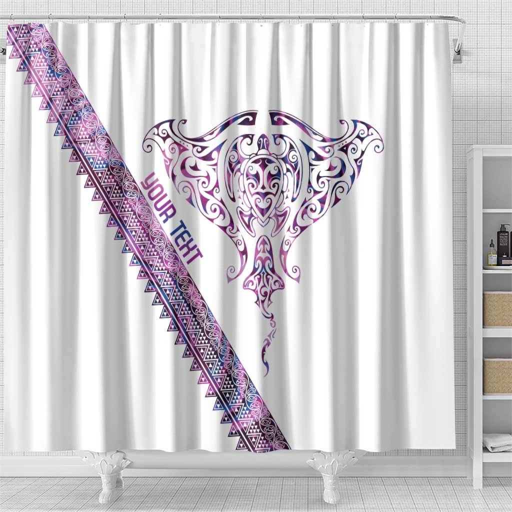 Mawhero Paua shell Kowhaiwhai Taniko Personalised Shower Curtain Manta Ray Shark-Turtle Maori Tribal Style LT9 - Polynesian Pride