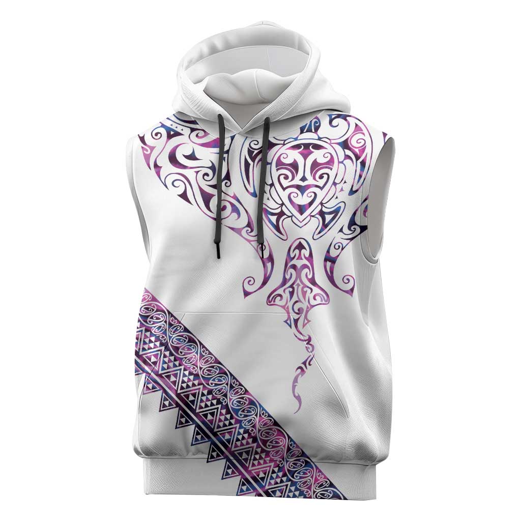 Mawhero Paua shell Kowhaiwhai Taniko Personalised Sleeveless Hoodie Manta Ray Shark-Turtle Maori Tribal Style LT9 Pink - Polynesian Pride