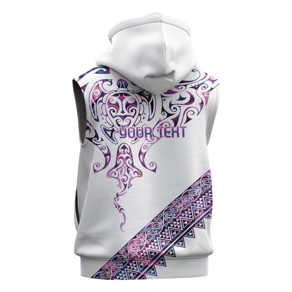 Mawhero Paua shell Kowhaiwhai Taniko Personalised Sleeveless Hoodie Manta Ray Shark-Turtle Maori Tribal Style LT9 - Polynesian Pride