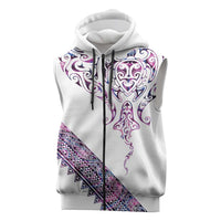 Mawhero Paua shell Kowhaiwhai Taniko Personalised Sleeveless Zip Hoodie Manta Ray Shark-Turtle Maori Tribal Style LT9 Pink - Polynesian Pride